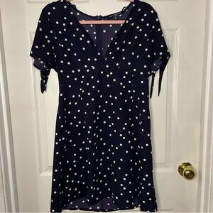 🎁One clothing (LA)- navy blue polka dot shirt dress
